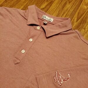 Peter Millar Golf Polo‎ Shirt Men XL Pink Pinehurst 1895 Performance